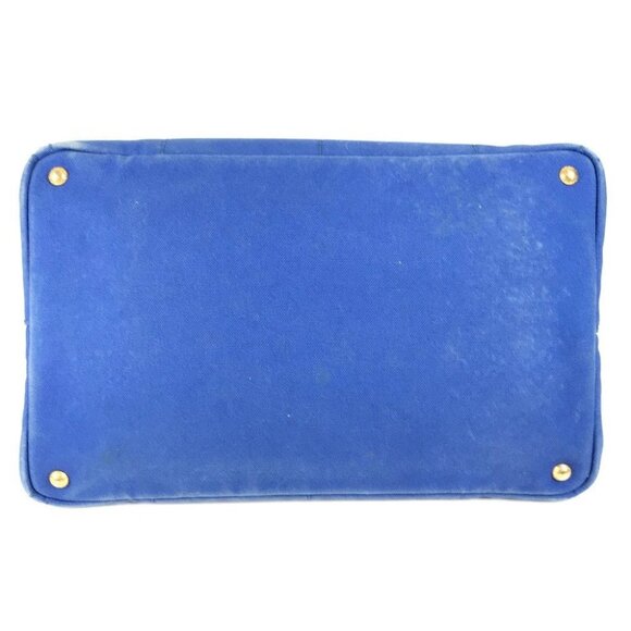 PRADA Canapa L Hand Bag Tote Bag Canvas blue/White - Picture 12 of 14